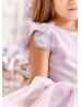 Purple Satin Tulle Corset Back Short Flower Girl Dress